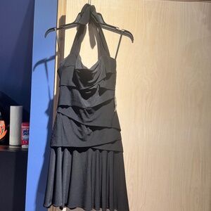White House Black Market Black black mini, flippy hem Halter Dress Size 2